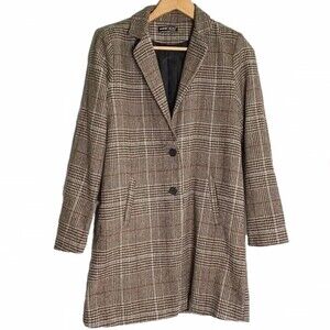 SheIn Brown Plaid Jacket Mid Length Blazer Small